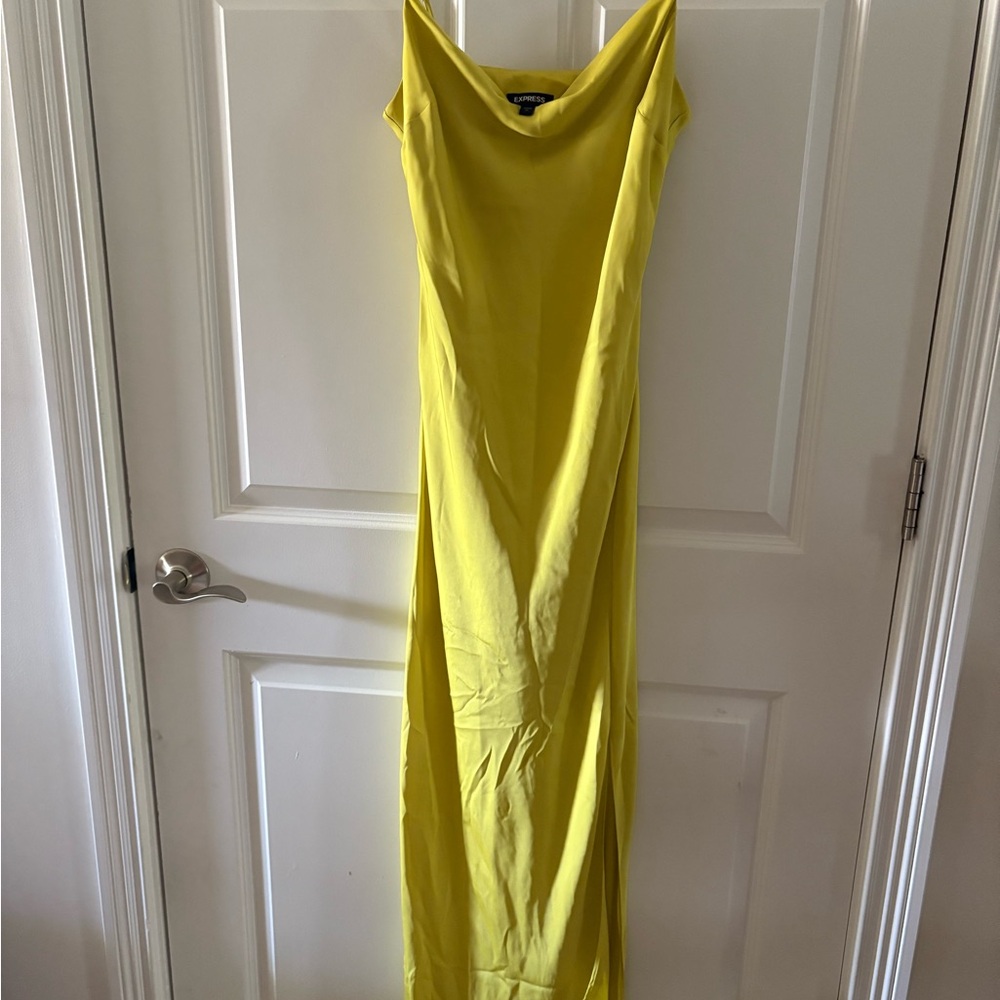 Express Yellow Cowl Neck Sleeveless Gown